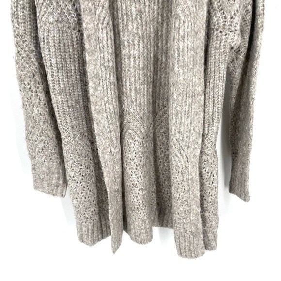 JOIE Gray Chunky Knit Pattern Open Front Longline Cardigan - Picture 3 of 6